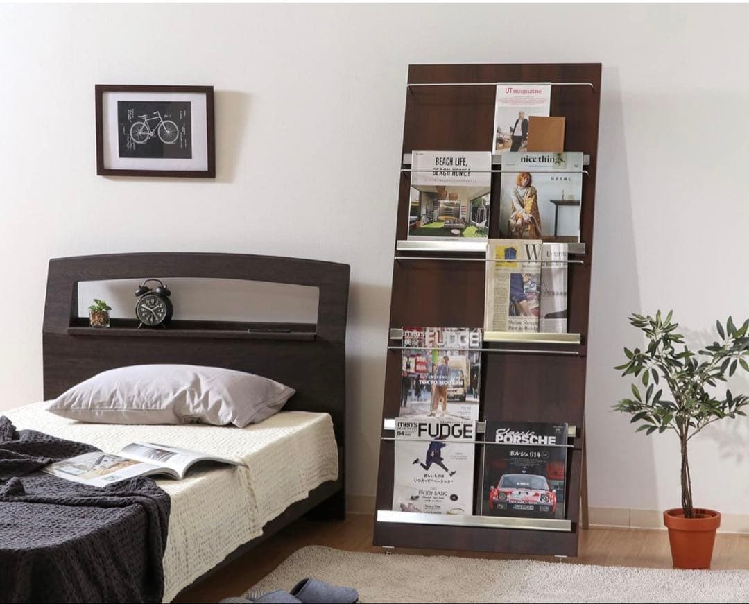 【美品】不二貿易ウッドマガジンラック デコール5段ワイドHGL-5814