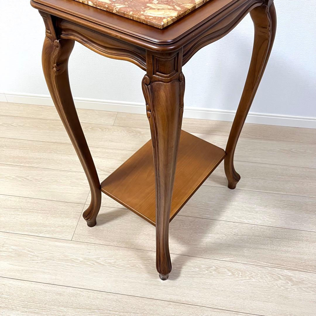 (つ50)大理石コンソールテーブル/ナイトテーブル/花台/飾り台/イタリア家具