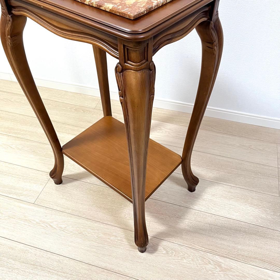 (つ50)大理石コンソールテーブル/ナイトテーブル/花台/飾り台/イタリア家具