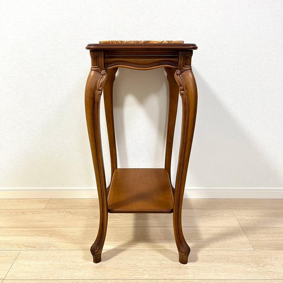 (つ50)大理石コンソールテーブル/ナイトテーブル/花台/飾り台/イタリア家具