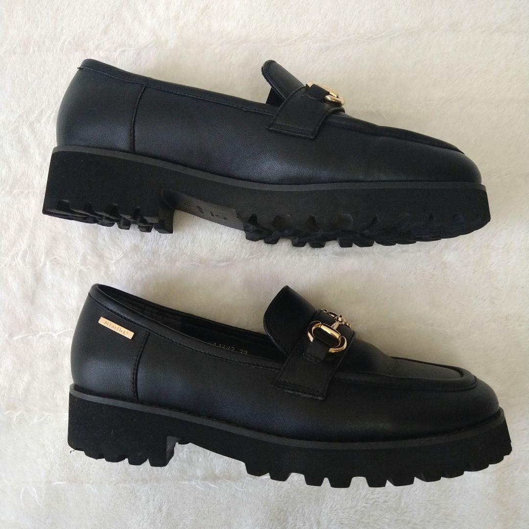 卑弥呼 HIMIKO トラックボールビットローファー23.0 黒 レザー