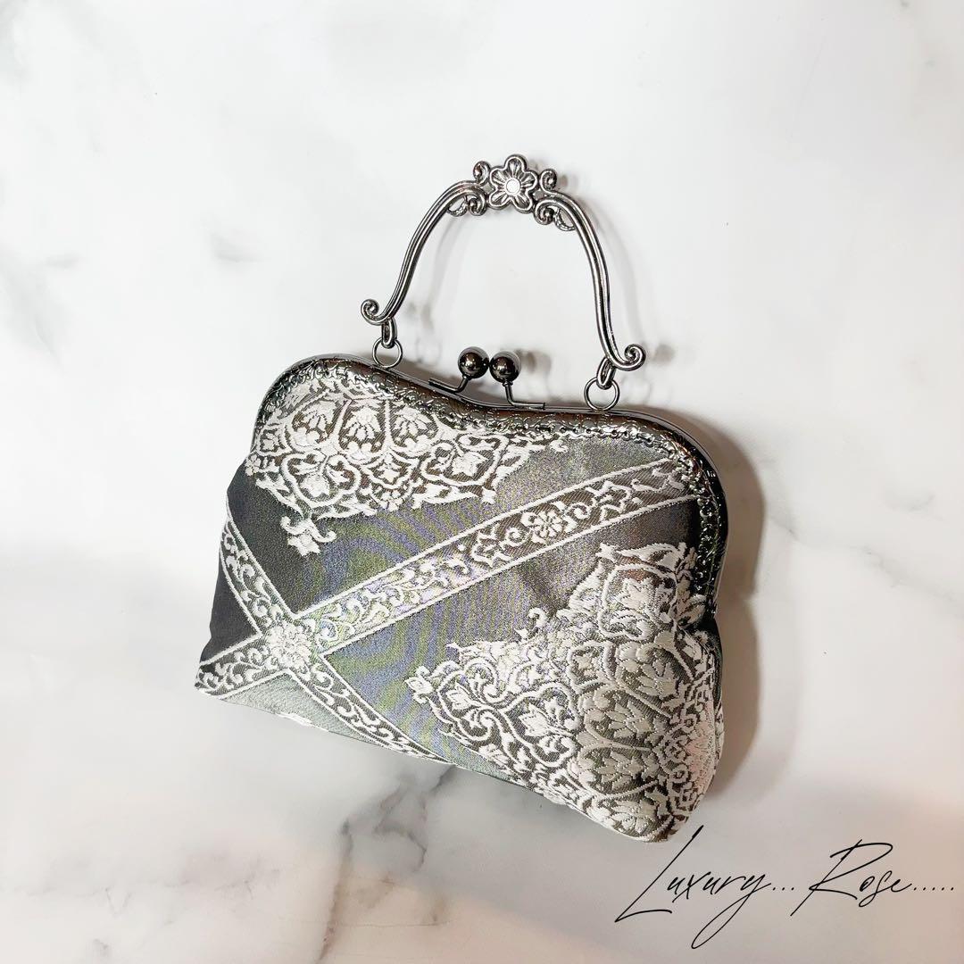 9月新作！数量限定希少ブラック金箔♡格の高い華紋柄の最高級西陣帯バッグフォーマル