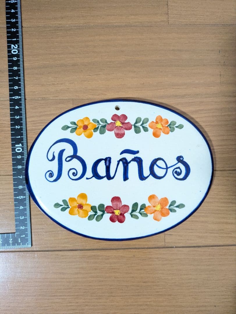 メキシコ購入 Baños 表示プレート 陶器 壁掛け
