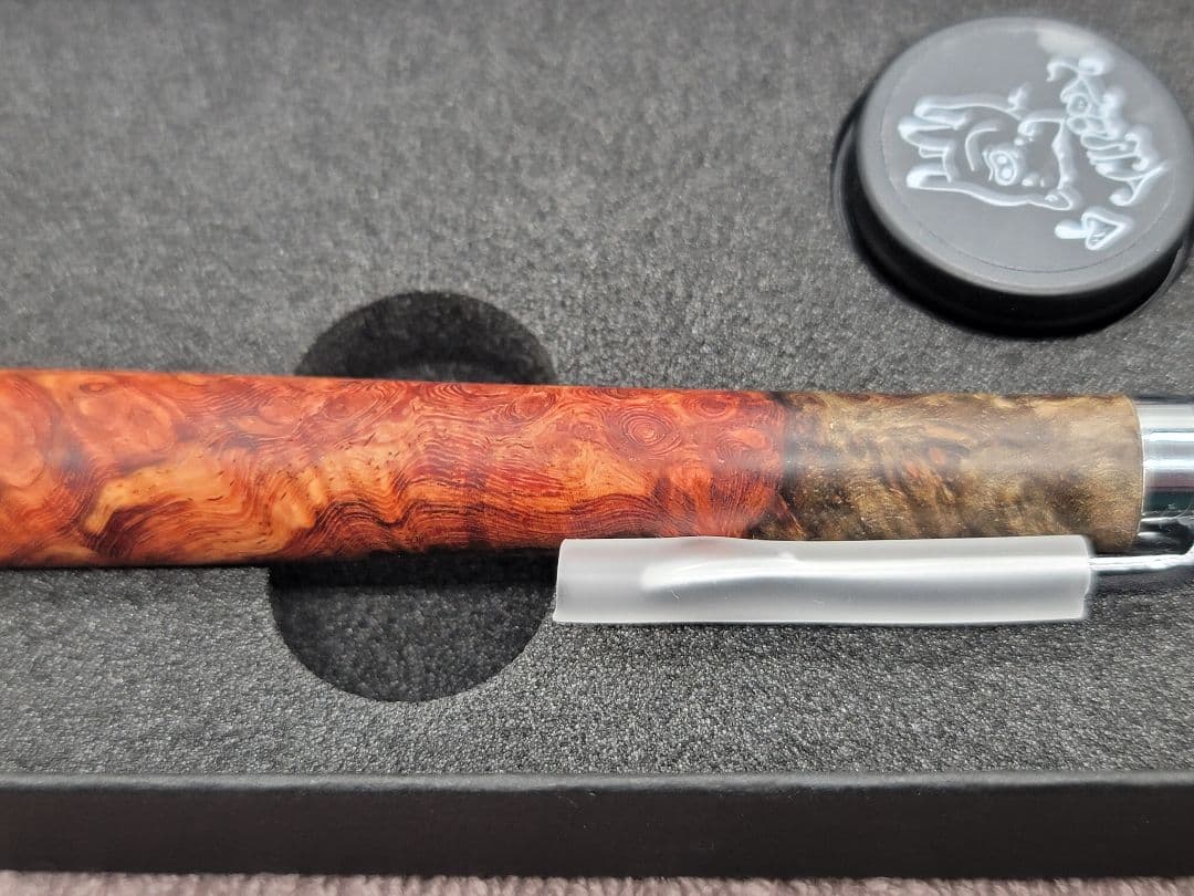 新品　こぶた工房　極上花梨瘤　赤青　シャープペンシル0.5ミリ