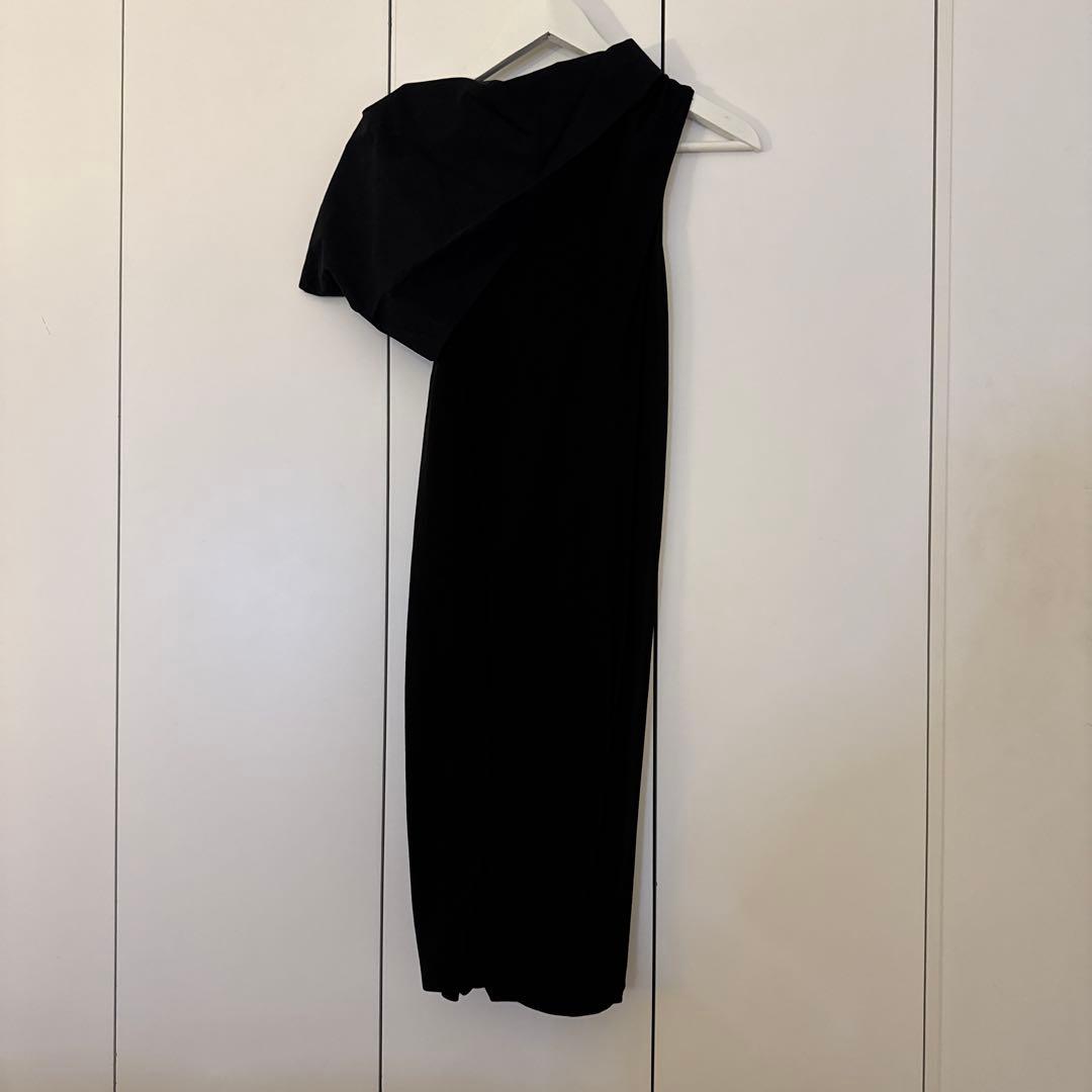 リックオウエンス 変形 ワンピース 切り替え シルク素材 黒色