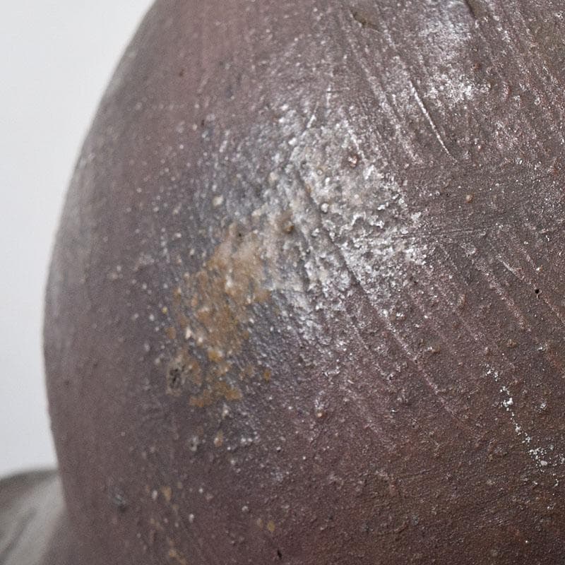 備前焼　人間国宝　金重陶陽作　耳付花入　共箱　M　R8532