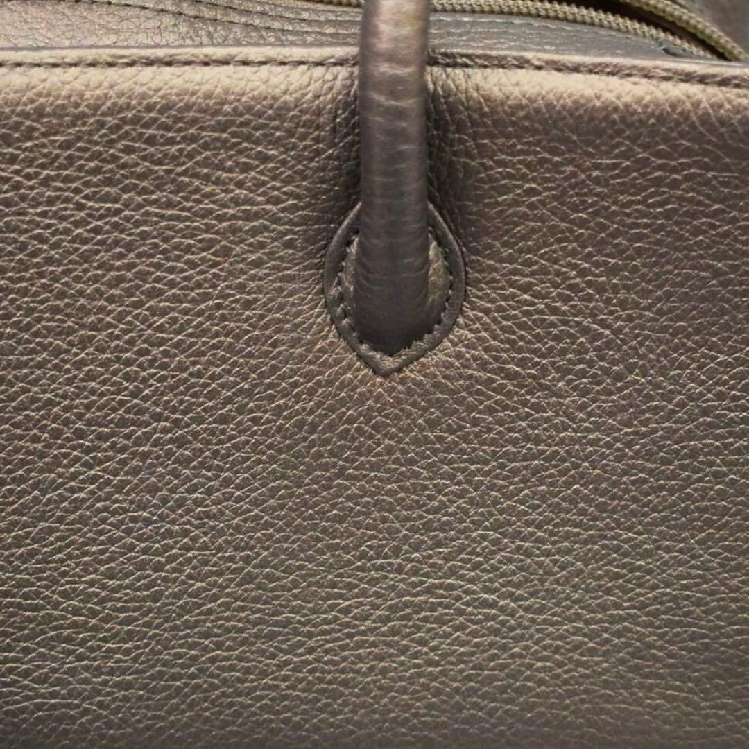 衿秀　利休バッグ　牛革　和装バッグ　レザー　ブラウン系　ブロンズ　和洋兼用