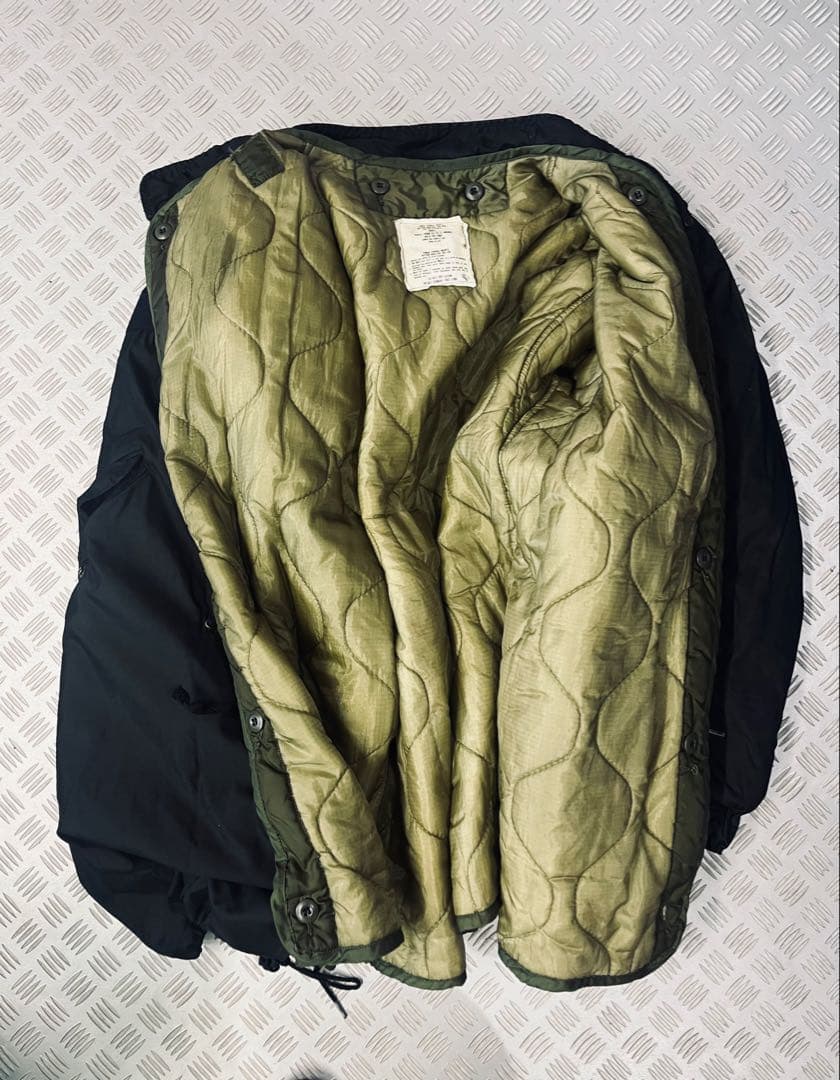 M-65 フィッシュテールパーカー　後染めブラック　ライナー付き 70s 80s