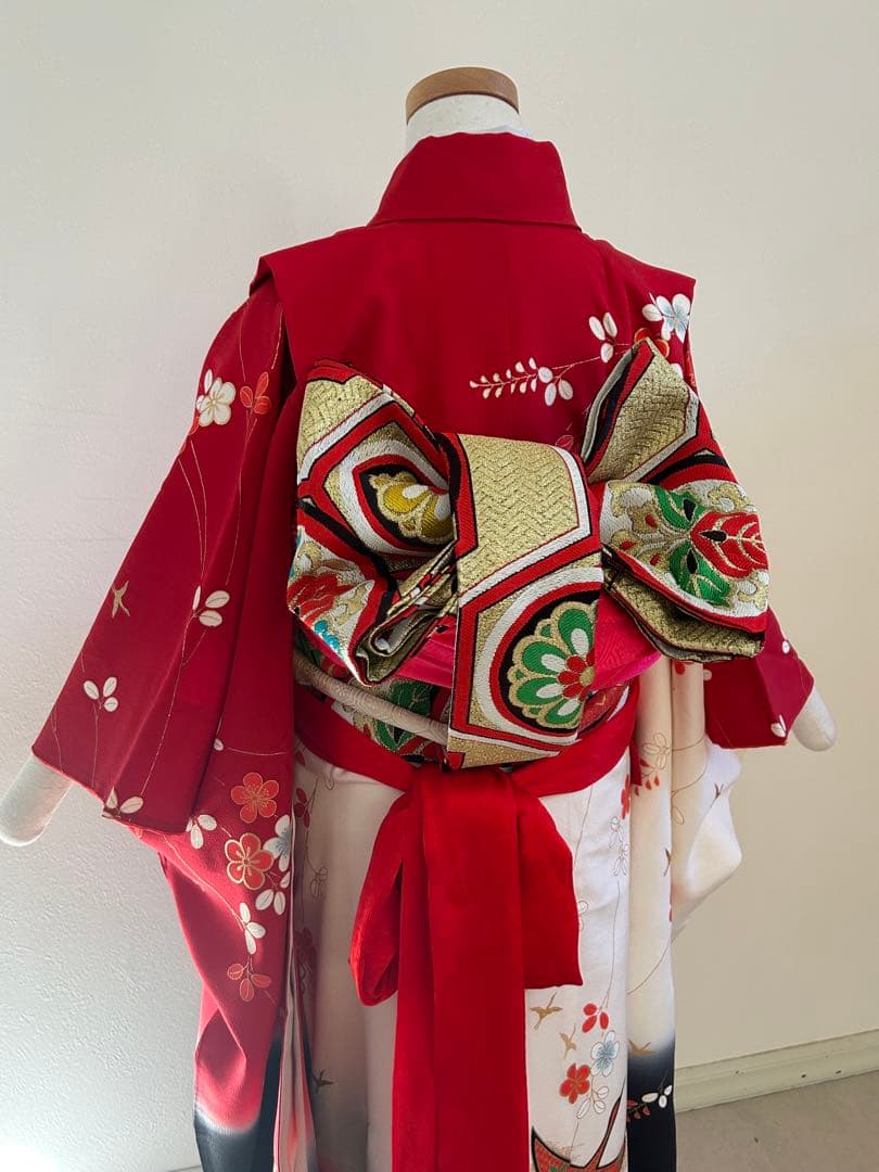 7歳　七五三　正絹着物　古典柄　帯　帯揚げ　帯締め　しごき　セット