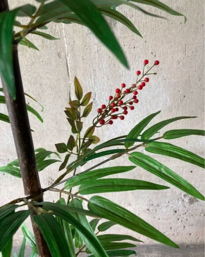 光触媒　人工観葉植物　ウォールグリーン　フェイクグリーン　黒竹南天カゴ付@