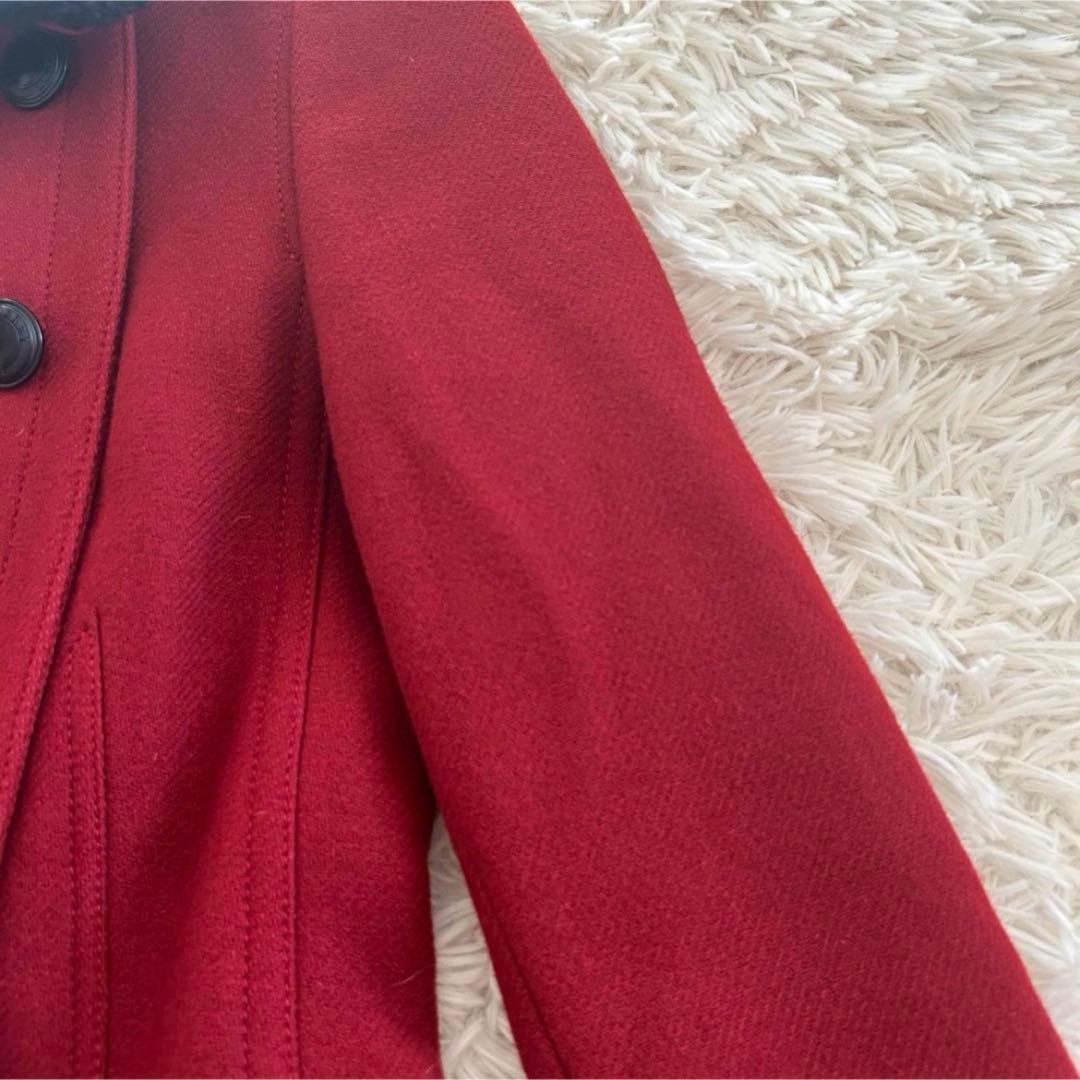 バーバリーブリット カシミヤ混 ピーコート ナポレオンコート 襟ボア プリーツ