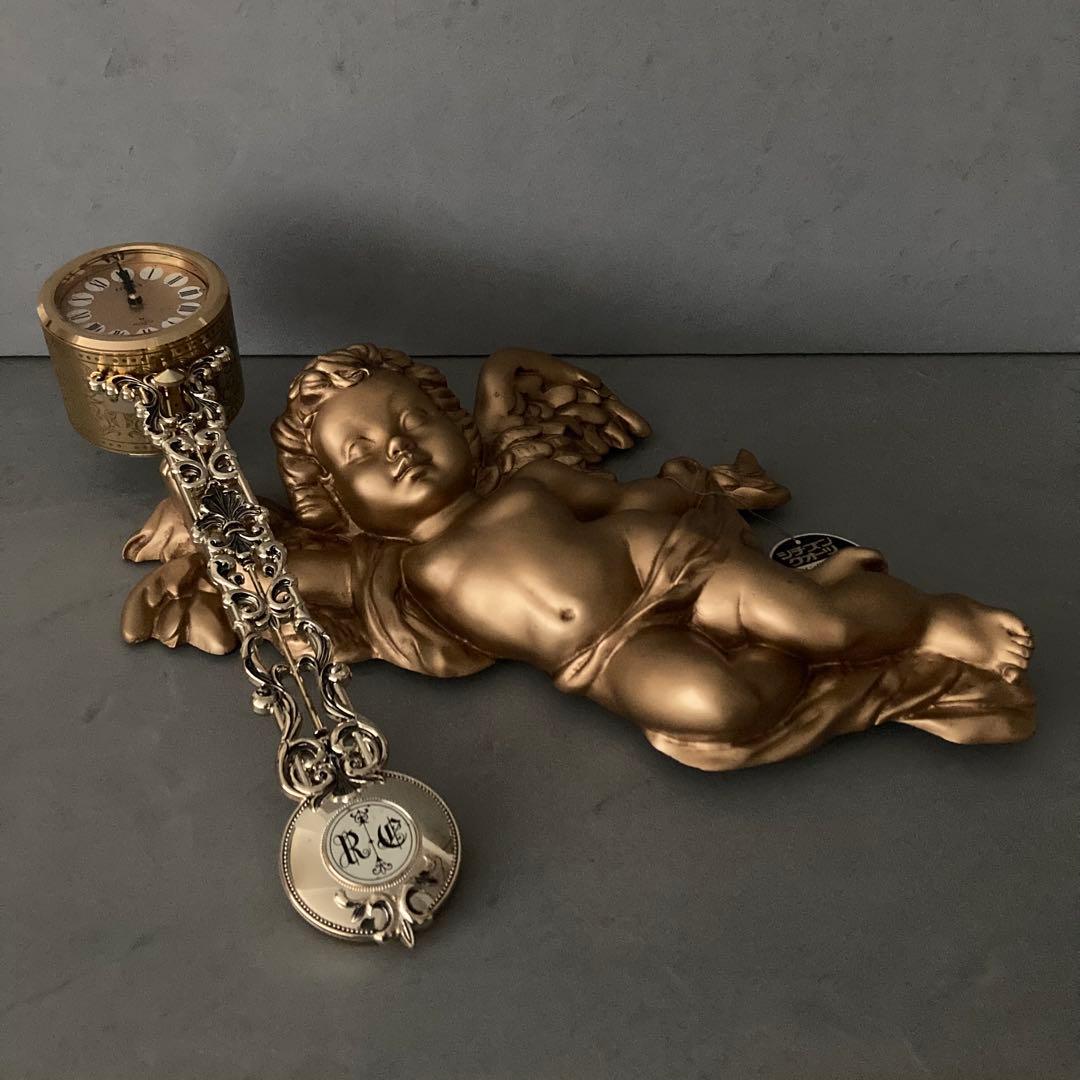 アンティーク CITIZEN 天使の掛時計 ゴールド