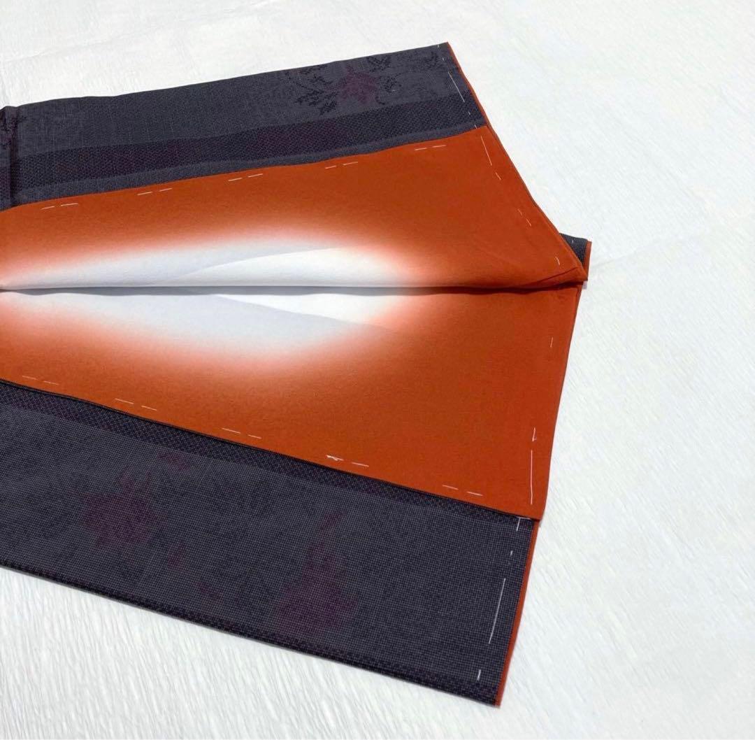 【未使用美品✨】東レシルック　さんび　洗える着物　小紋　紬調　くすんだ紫　縞