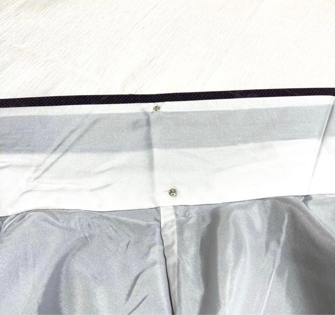 【未使用美品✨】東レシルック　さんび　洗える着物　小紋　紬調　くすんだ紫　縞