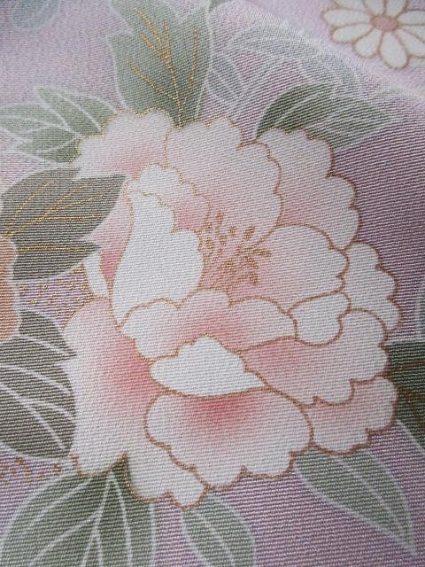 着用少ない！美品＊四季花柄＊藤色＊訪問着＊トールサイズ＊１６７ｃｍ＊裄６９