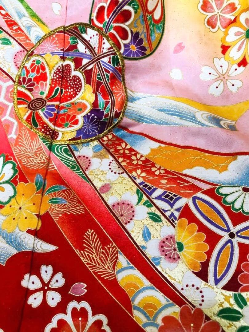 七五三七歳‼️完全フルセット⭐︎手毬花々熨斗柄金彩、刺繍煌びやか極めてる逸品