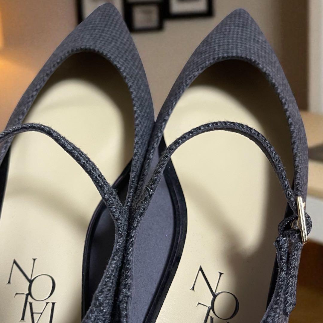 未使用 ルタロン ポインテッド ワンストラップ フラット 千鳥柄 ニット