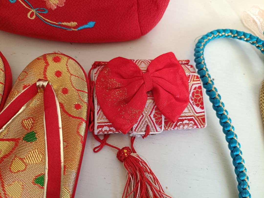 ブランドMoeブルーに薔薇の花の着物にピンクの袋帯セット