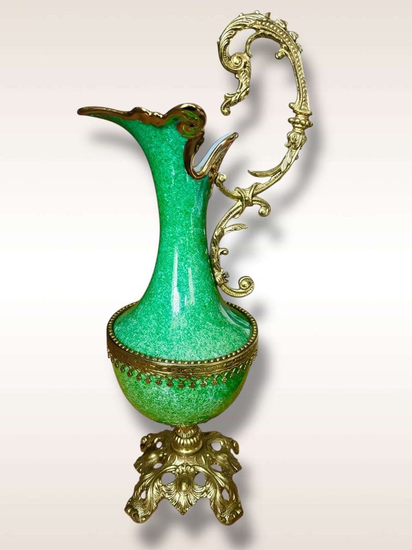 #Bronpor スペイン製 デコラティブ花瓶風　ブロンズ装飾 グリーン