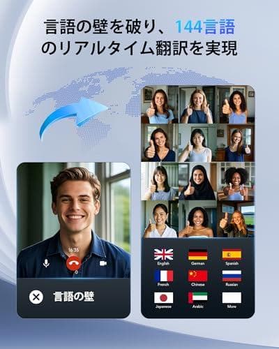 イヤホン翻訳機 ワイヤレスイヤホン【2026年最新 Bluetooth6.1】m