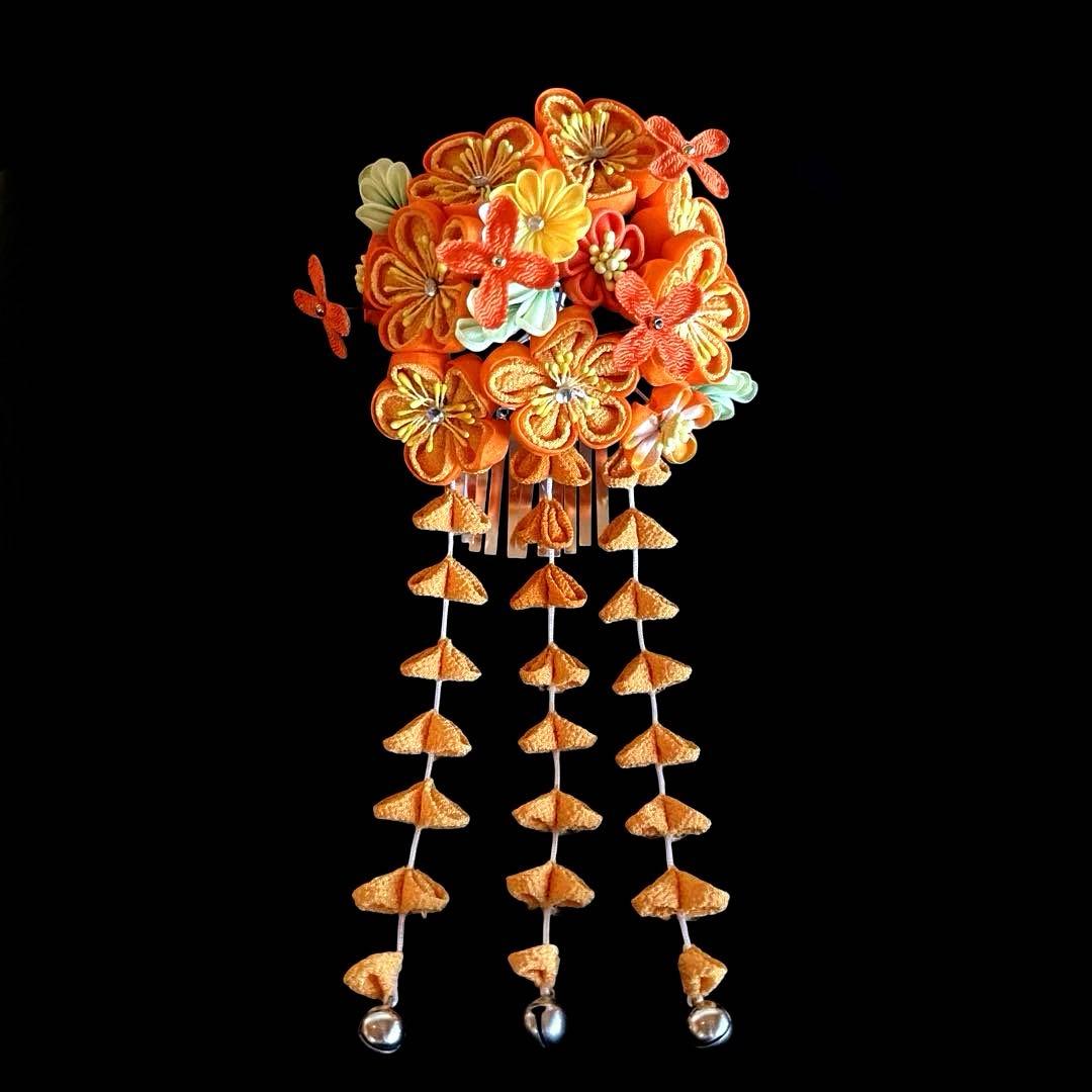 日本髪 髪飾り 七五三(7歳) 橙色