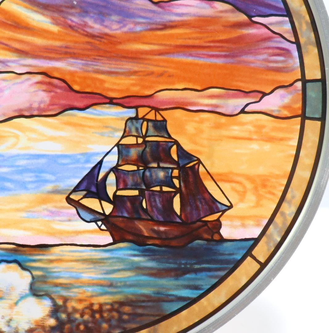 ティファニー ヴィンテージ ステンドグラス 夕暮れの海/ヨット/灯台 /風景
