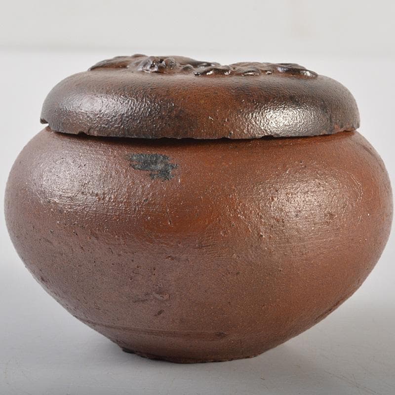 茶道具　備前焼　古備前　神獣蓮花文　盒子　書付箱　V　R7146