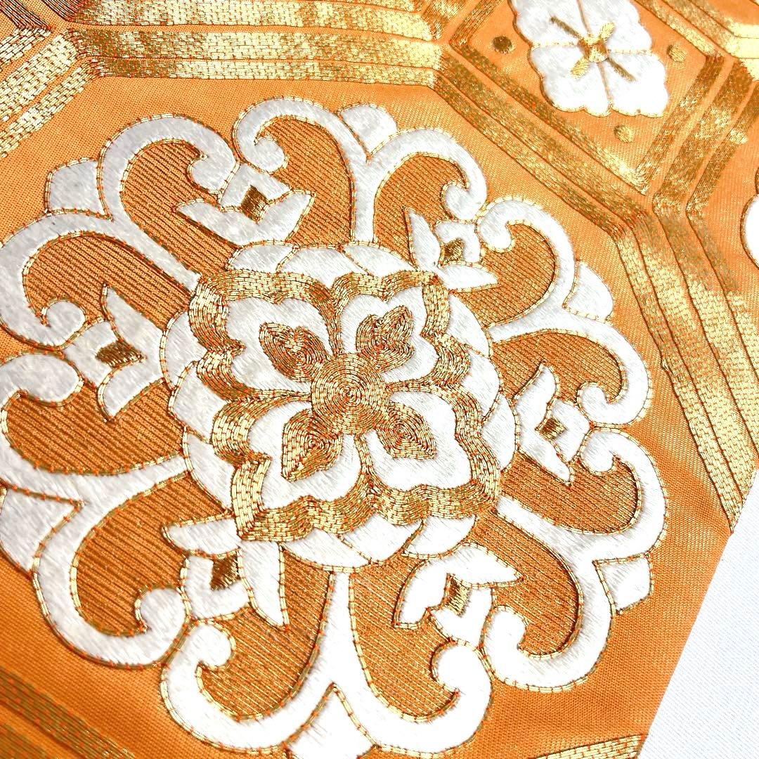 未着用　袋帯　刺繍　金駒刺繍　華紋　蜀江紋　金糸　着物　帯　033k