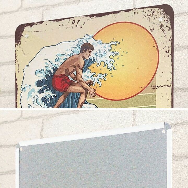 デザイン看板A4】サーフィンe海★ポスター絵アートパネル雑貨ブリキ看板 壁飾り