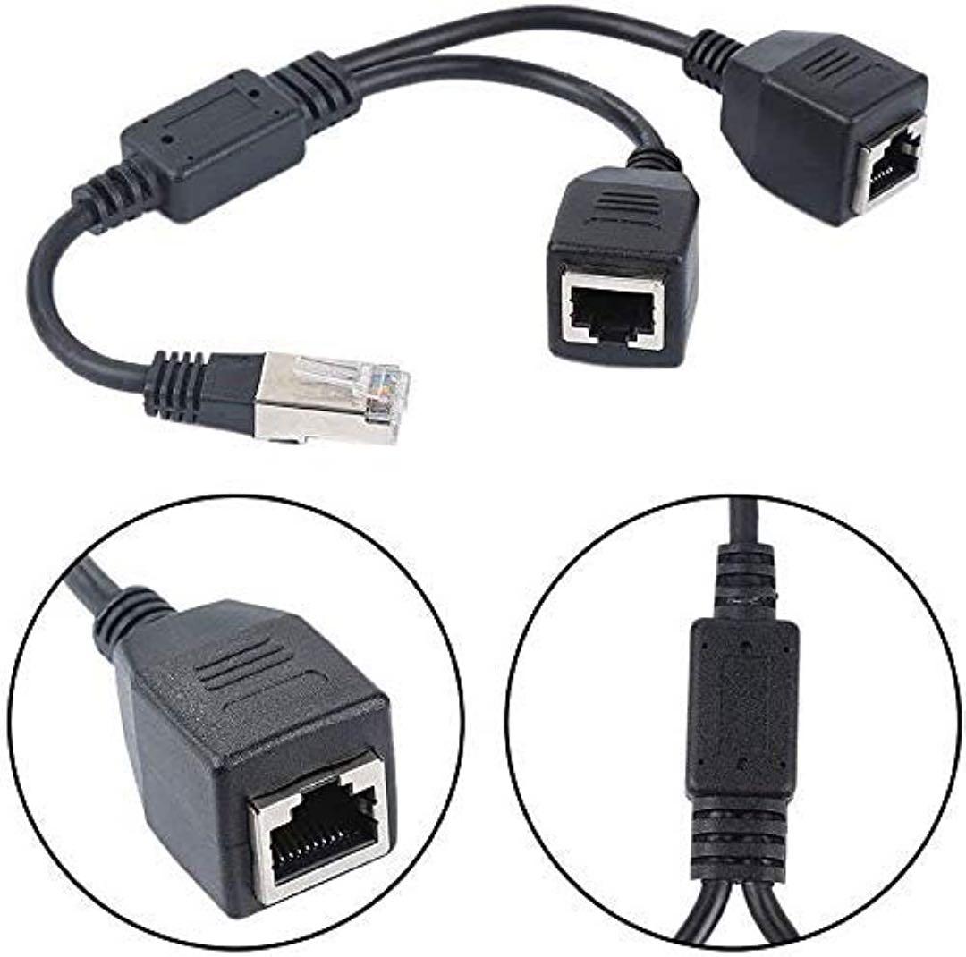 RJ45ネットワークスプリッタアダプタケーブル 1オスから2メスLANポート