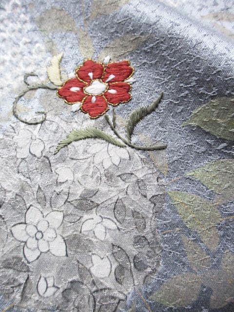 着用少ない！美品＊絞り＊刺繡＊ブルーグレー＊豪華＊訪問着＊１６０ｃｍ＊裄６５