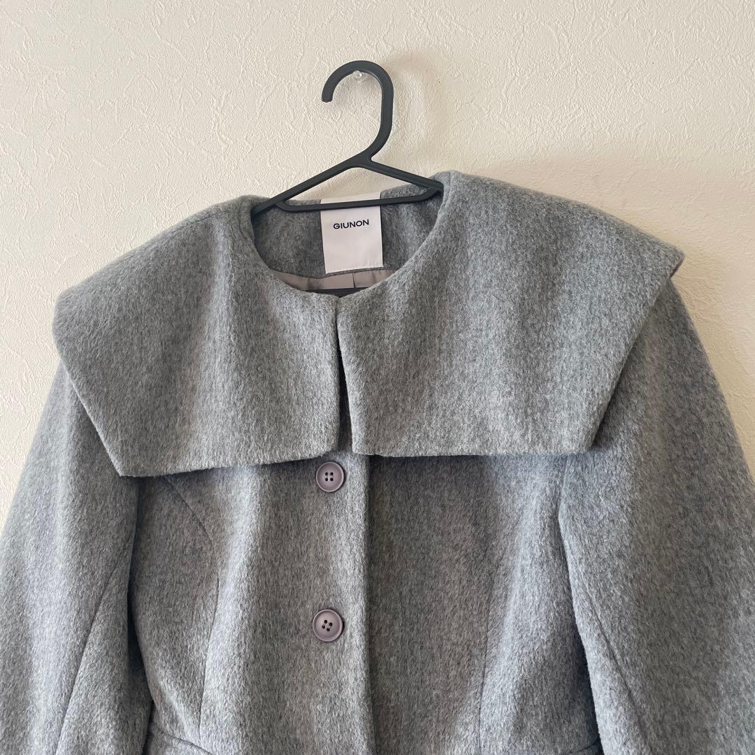 【SALE】GIUNON ビッグカラーコート グレー