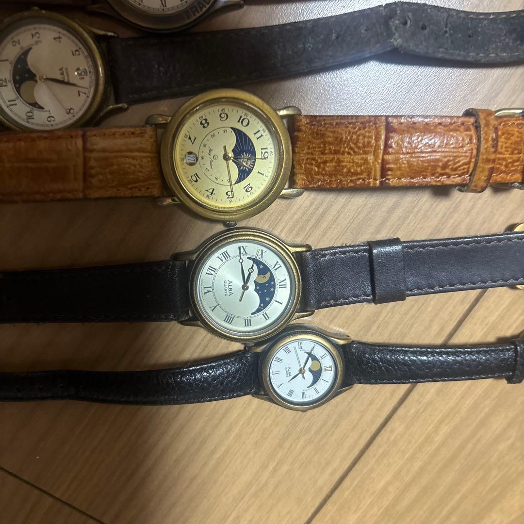 月齢表示付きアナログ時計5本セット　ALBA ムーンウォッチ　まとめ　セット