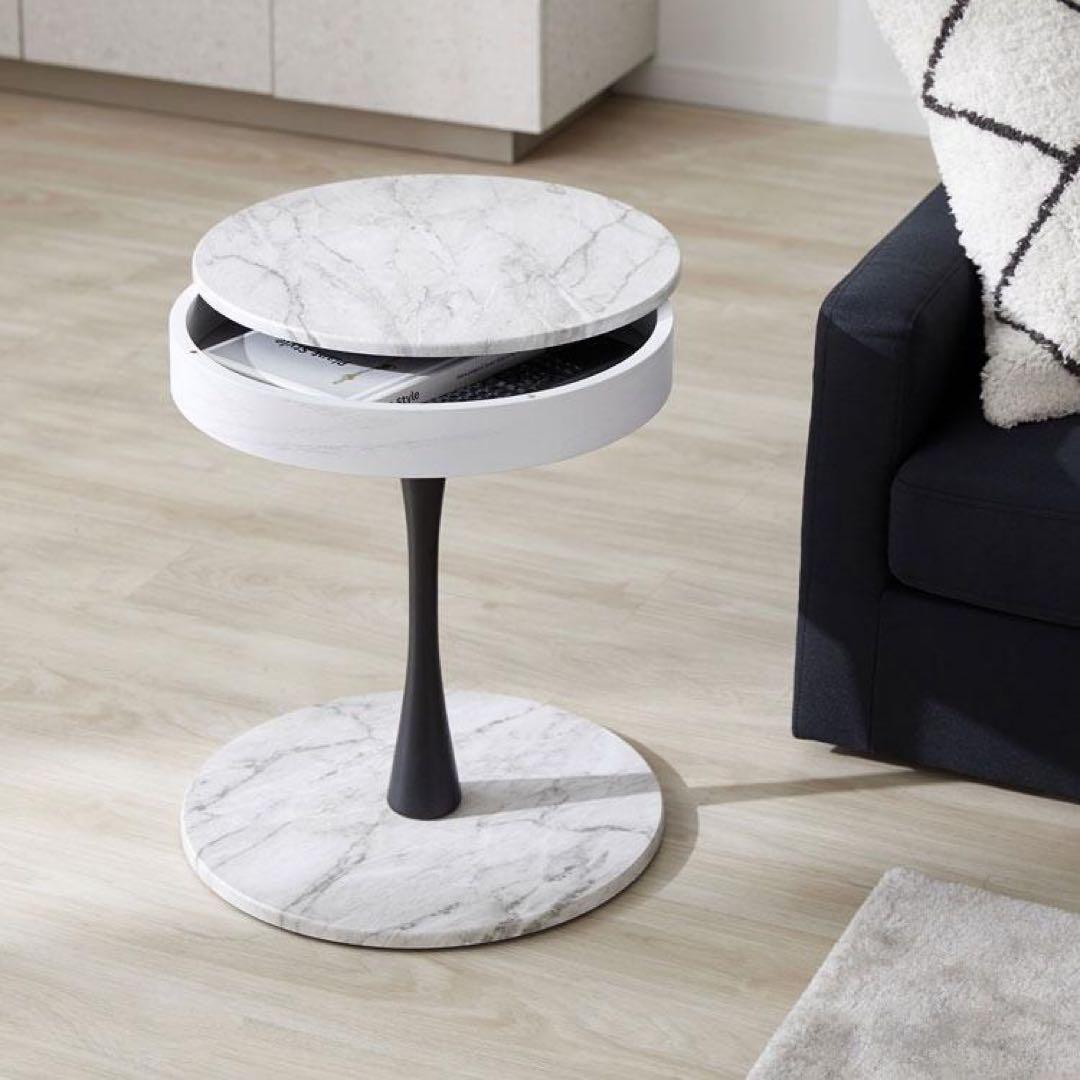 【美品】ロウヤ　大理石サイドテーブル