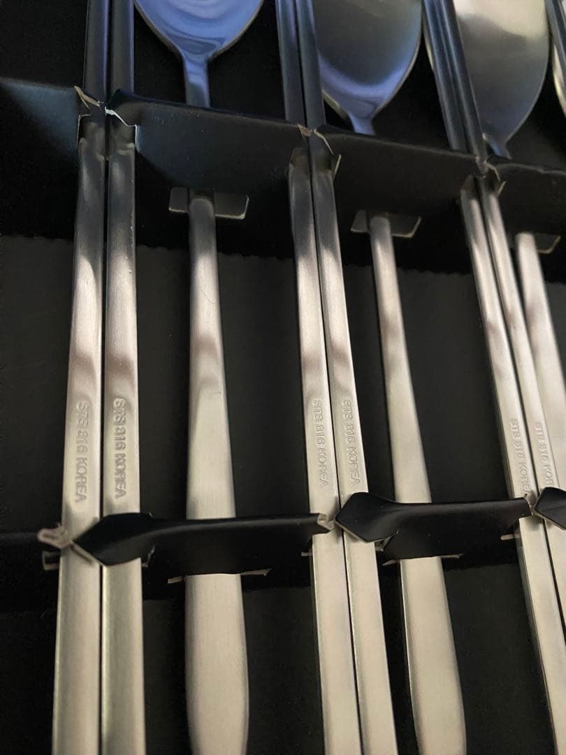 高級 スプーン箸5組セット 韓国 ステンレス つや消し sus316L