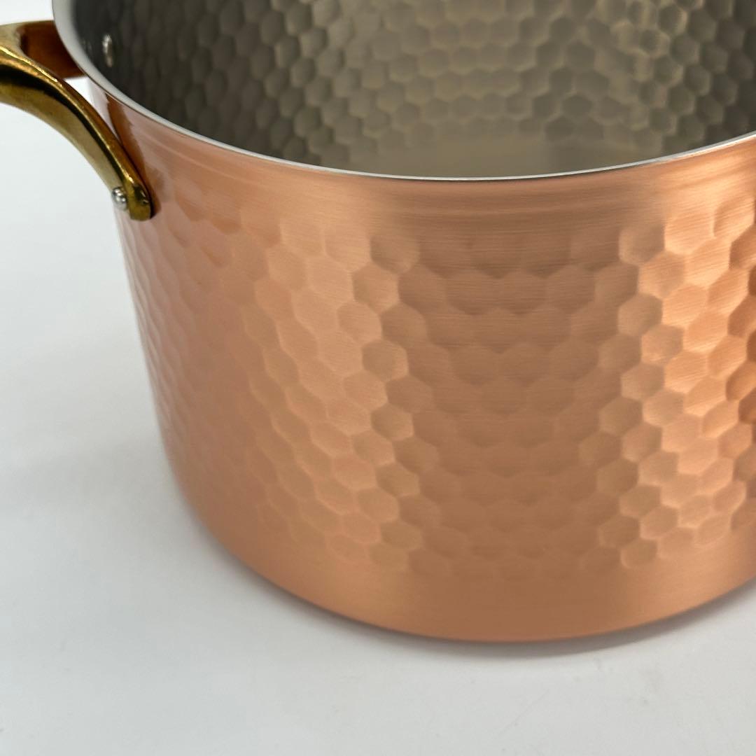 新品未使用 銅製 両手鍋 蓋付き IH対応 ガス火対応 22cm 銅鍋 燕三条