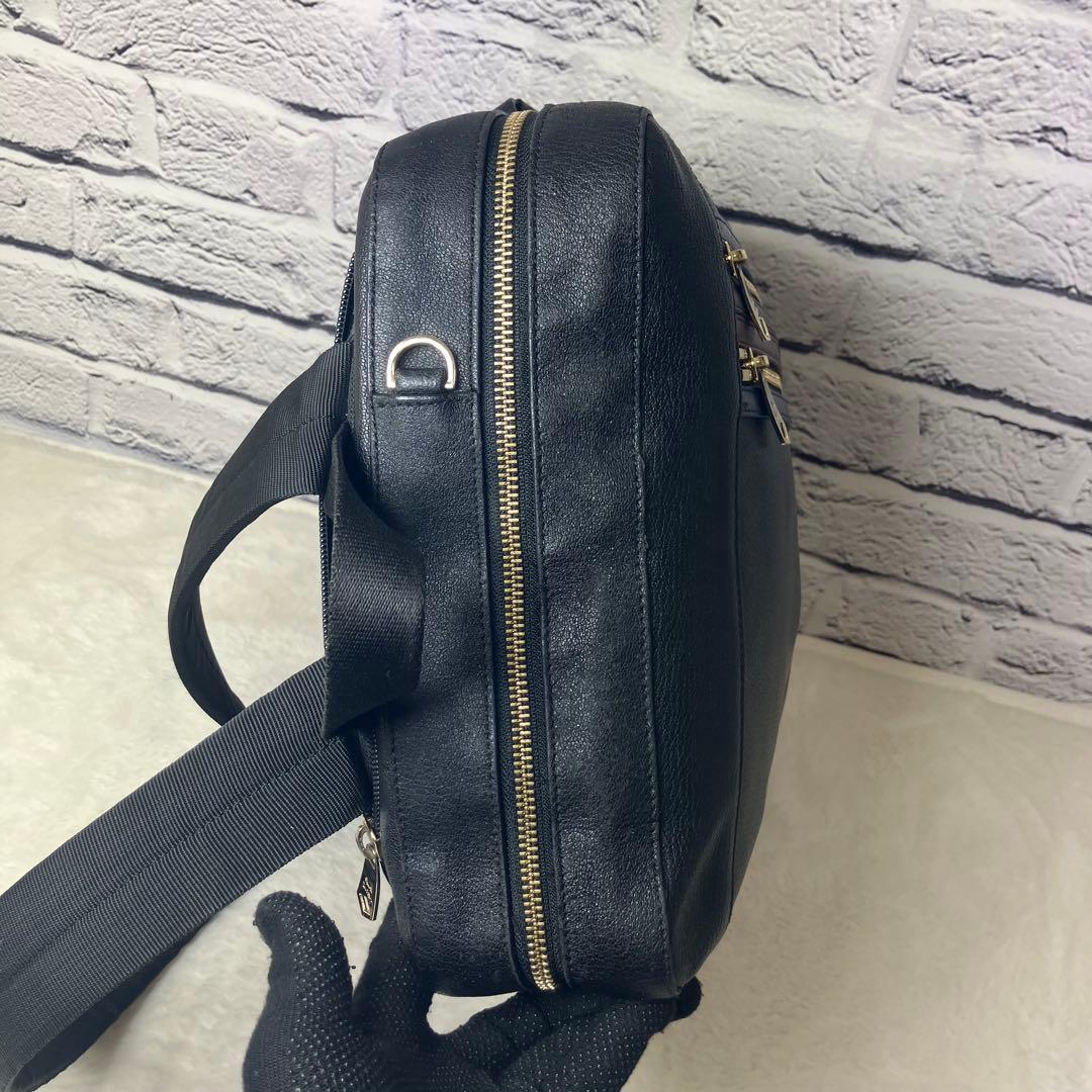 ポールスミス 3way ビジネスバッグ 本革 レザー マルチストライプ 黒