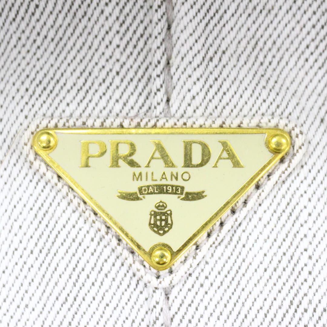 ◇良品 PRADA 2Way ハンドバッグ カナパ デニム ビアンコ Mサイズ