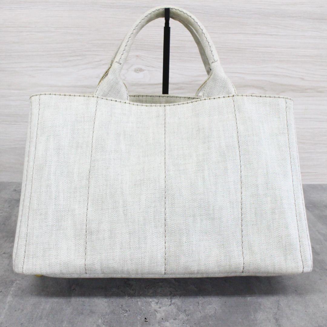 ◇良品 PRADA 2Way ハンドバッグ カナパ デニム ビアンコ Mサイズ