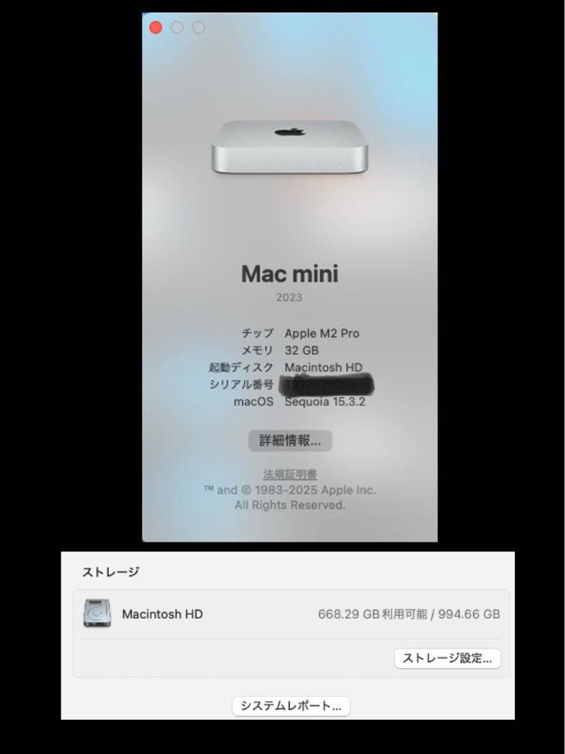 MacMini M2Pro 12コア/ 32GB / 1TB / 1GbE