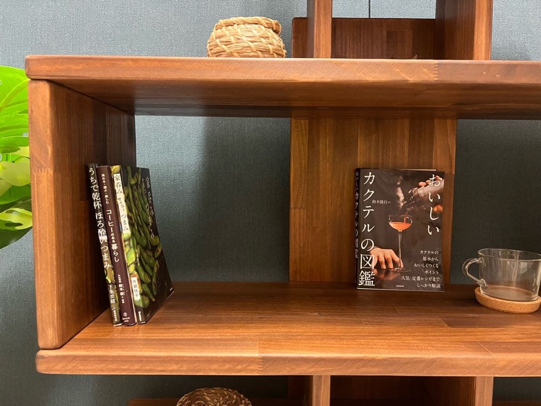 【在庫整理】 デザインラック ロ形 本棚 小物置き パイン ウォルナット調