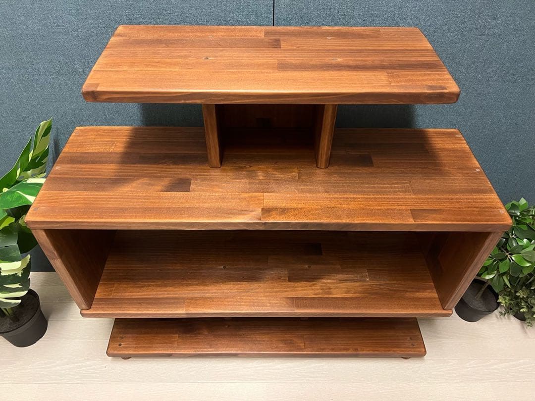 【在庫整理】 デザインラック ロ形 本棚 小物置き パイン ウォルナット調