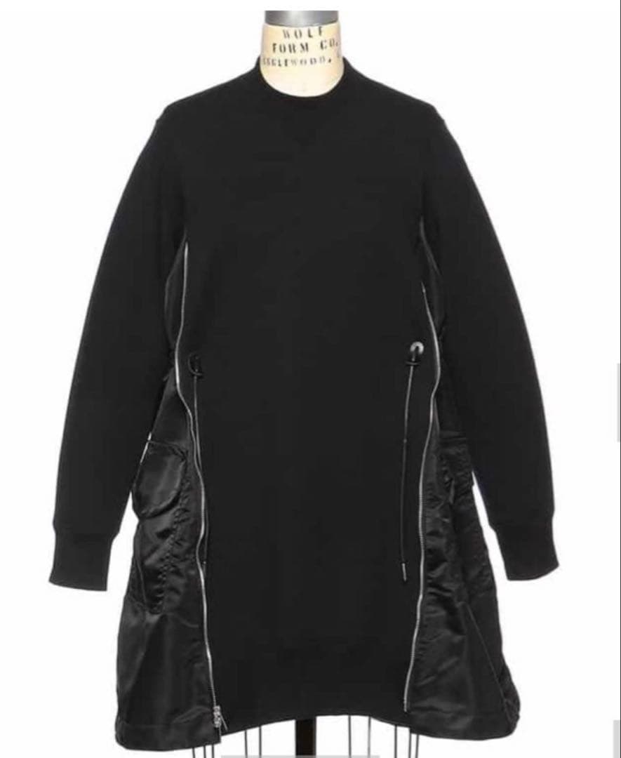 sacai スポンジスウェット　ナイロン異素材ドッキングワンピース　サカイ