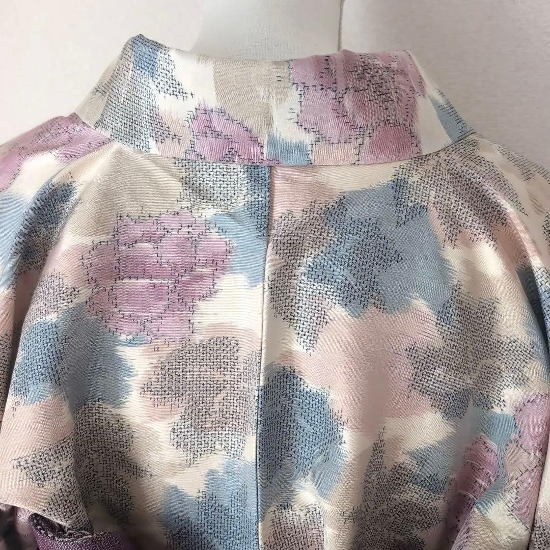 【三花】未使用品　十日町紬　袷　正絹　美品　アンティーク　着物　リユース