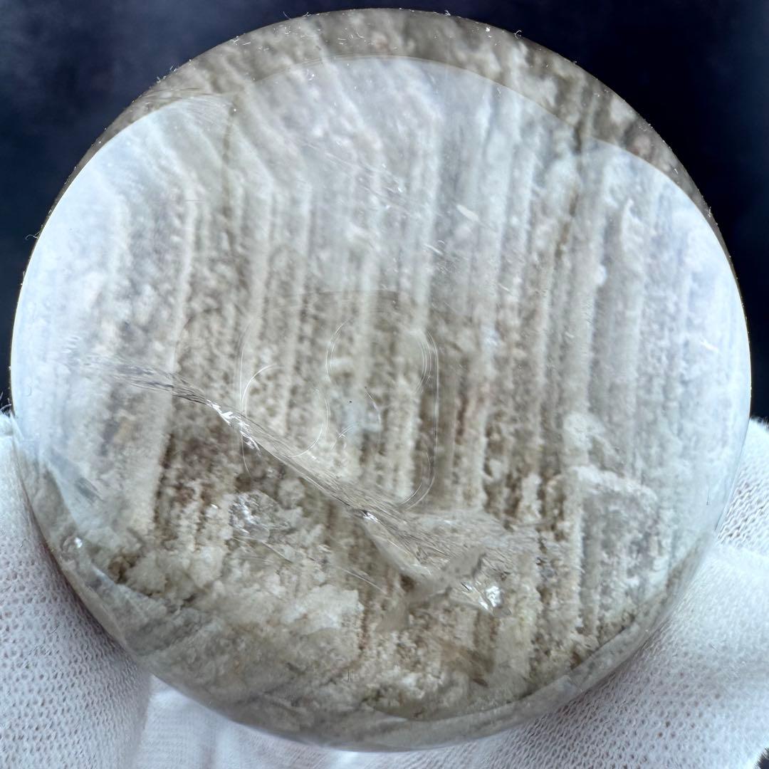 M-30虹入り層状ガーデンクォーツ丸玉 スフィア 庭園水晶 天然石 58.7mm