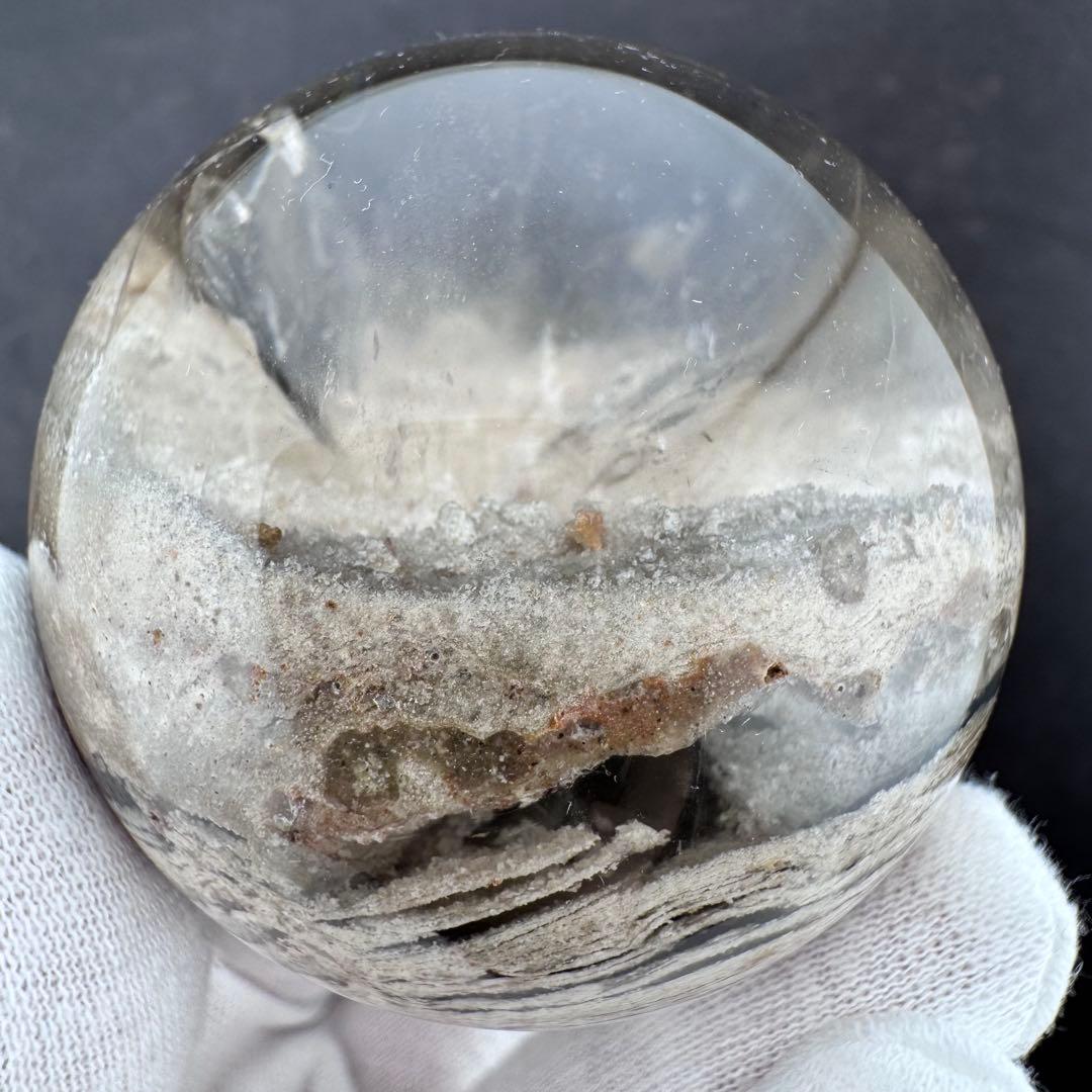 M-30虹入り層状ガーデンクォーツ丸玉 スフィア 庭園水晶 天然石 58.7mm