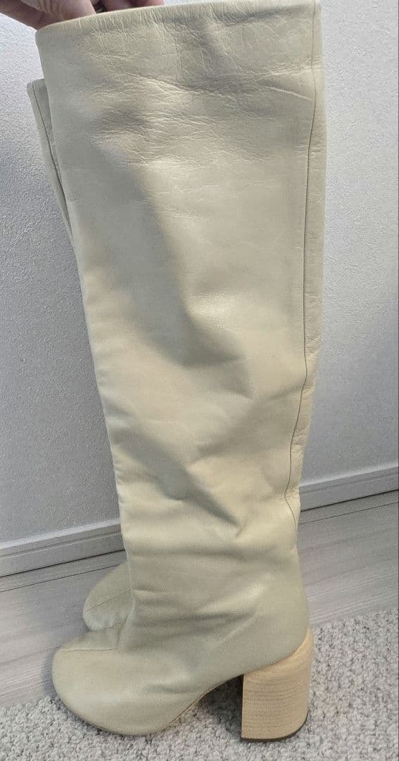 JIL SANDER クリーム色レザー ロングブーツ