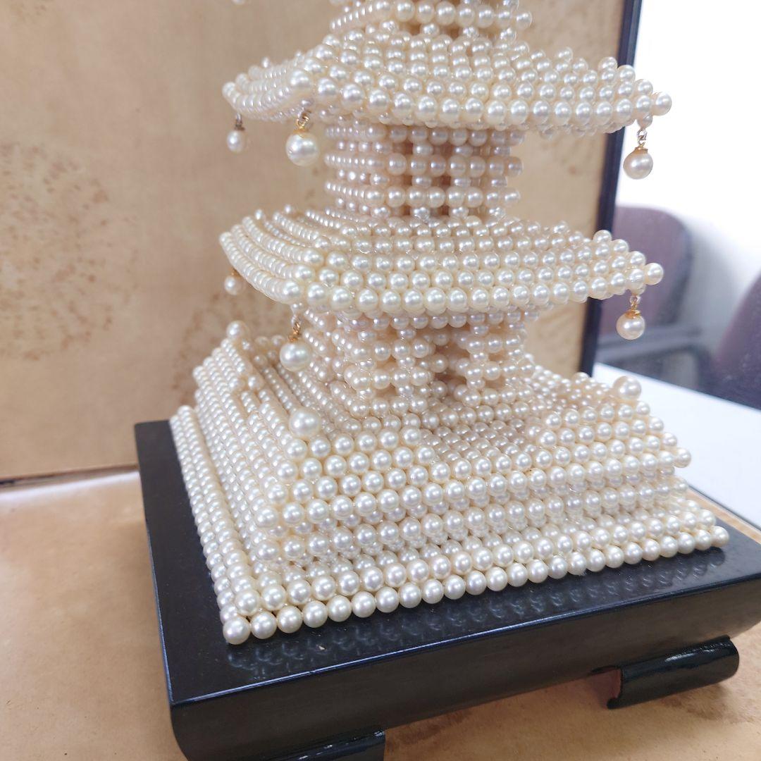 真珠　五重の塔 　 アコヤ　パール 　ケース付　置物 　五重塔 　インテリア