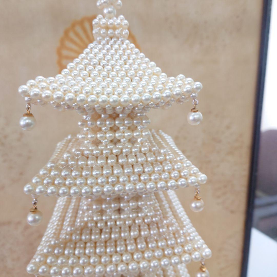 真珠　五重の塔 　 アコヤ　パール 　ケース付　置物 　五重塔 　インテリア