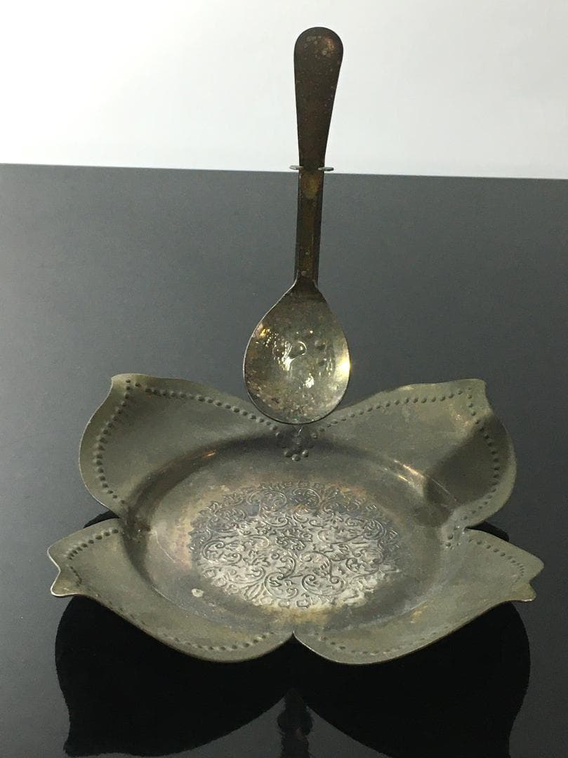 イギリス製 アンティークシルバープレート 台 スプーン ティー アールヌーヴォー